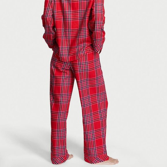 VS Flannel Pajama Set Red Plaid Pajama PJs Long Sleeve Pants Great Present NWT - Picture 10 of 12